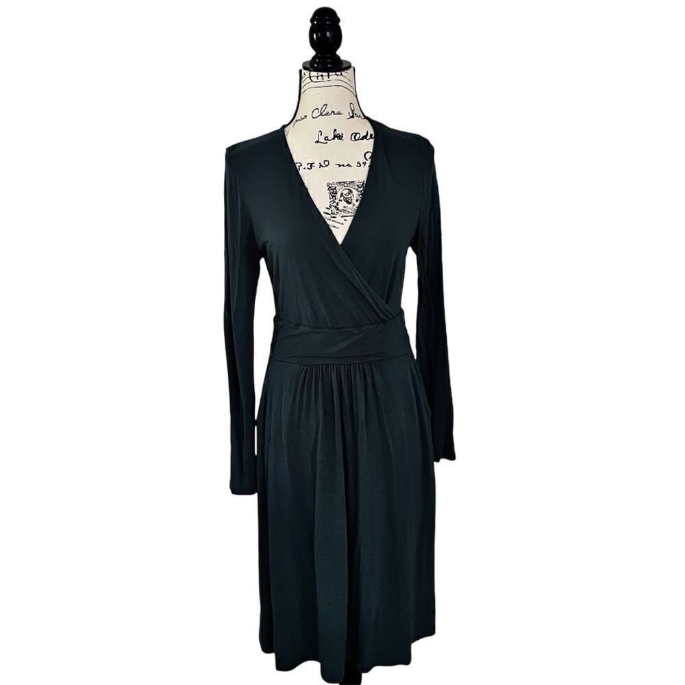 Boden Faux Wrap Cerulean Jersey Midi Dress with Pockets Size 6 Long